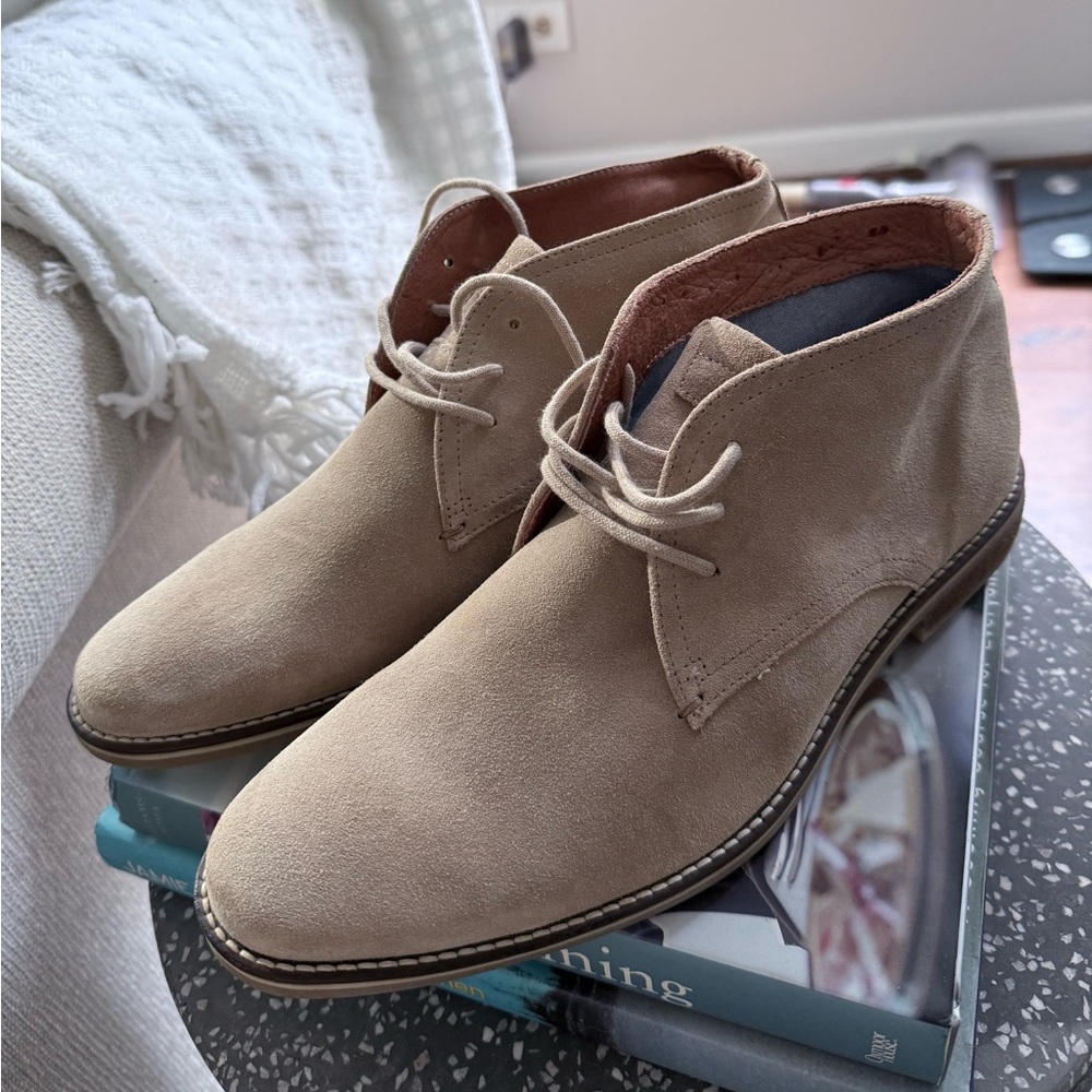 Alfani Nathan Men Faux Suede Ankle Boots Tan Lace Up - Size 9 1/2